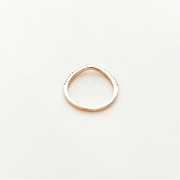 Diamond Pave Rose Gold 14K Round Contour Curved Wedding Band Ring Size 6 0.2 ctw - Picture 7 of 10